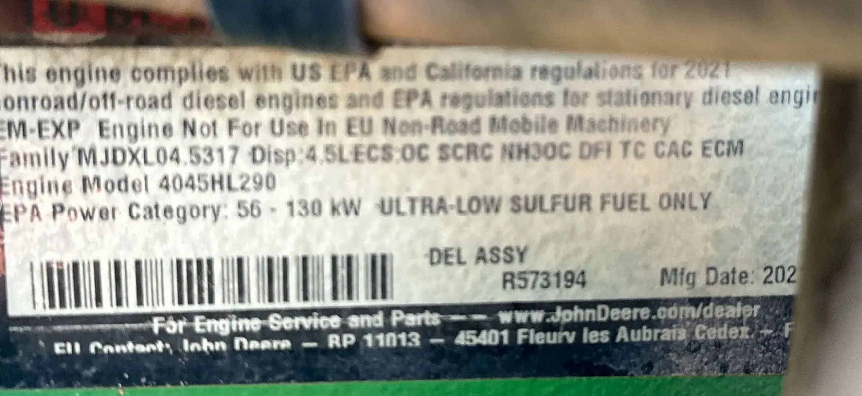 2021 John Deere 6110M MFWD tractor